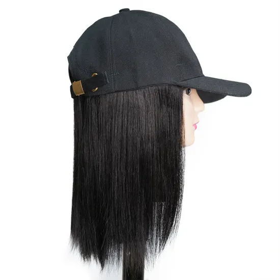 Adjustable Baseball Cap with Attached Long Silk Hair Wholesale
