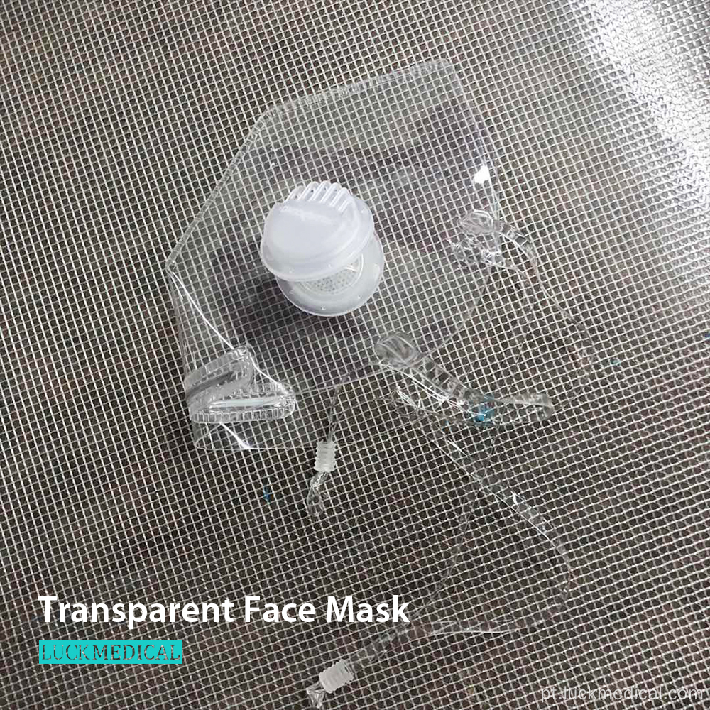 Máscara de face plástica transparente com válvulas duplas