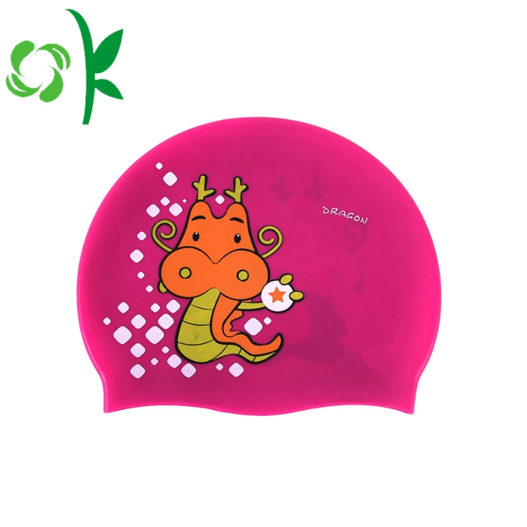 Silicone Children Swim Cap Printed Cartoon for Kids