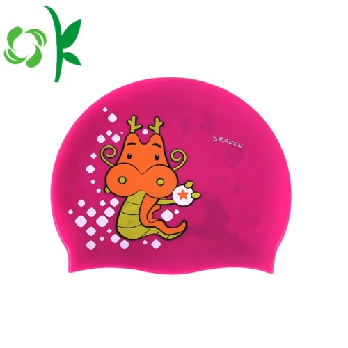 Gorro de baño de silicona para niños, dibujos animados impresos para niños