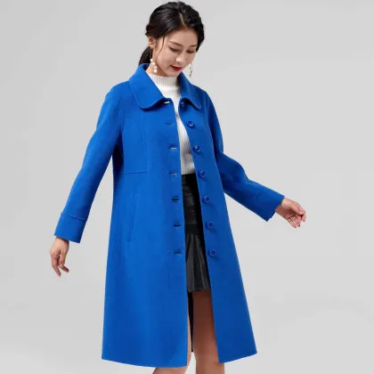 Wool Cashmere Overcoat in Royal Blue