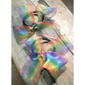 rainbow organza ribbon bow for hair accessory