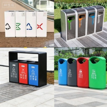 Custom Outdoor 3‑4 Compartments Stainless Steel Large Capacity Park Waste Sorting Bin