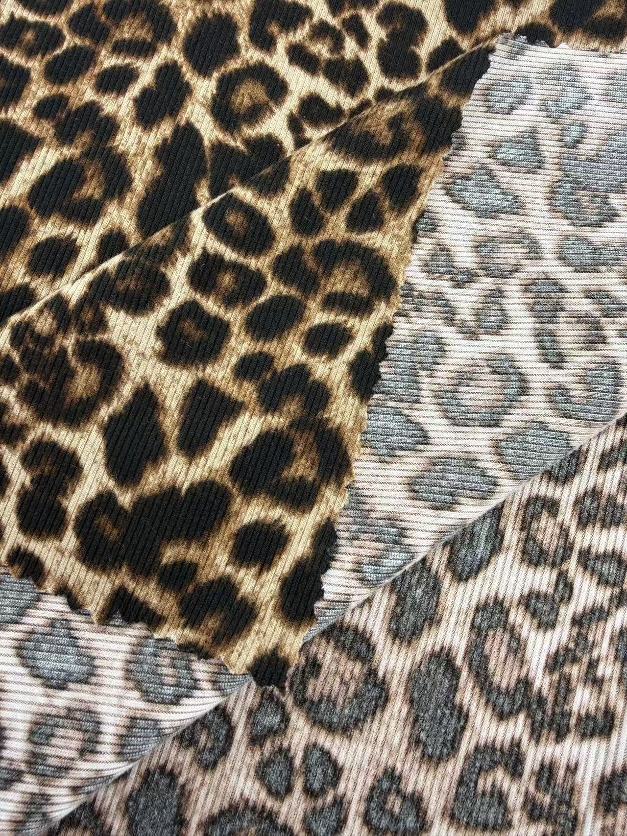 Knitted Rib Leopard Print Fabric