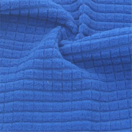 Elegant Windproof Plaid Blue Polar Fleece Winter Fabric