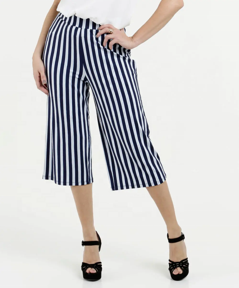 Casual women stripe printing wide leg pants