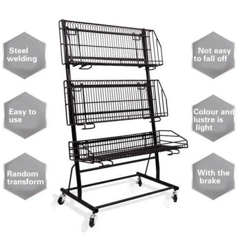Supermarket Magazine Display Rack With Wheels