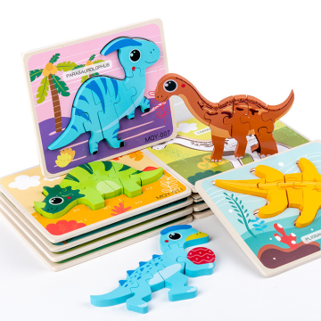 Early Childhood Learning: Wooden Dinosaur and Animal 3D Puzzles for Color and Shape Recognition