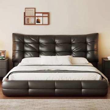 Baxter Black Cloud Big Black Bear Solid Wood Genuine Leather Bed