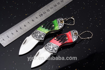 2.95" Engraved Ivory Folding Pocket Back Lock with Chain Knife