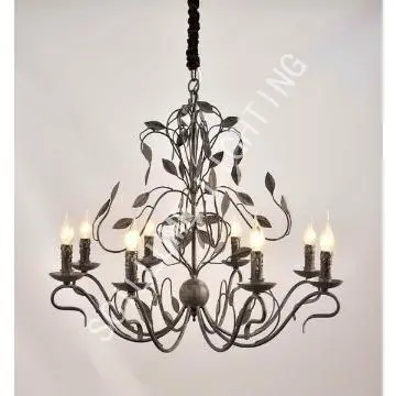 8-light leaf wrought iron chandeliers AKD