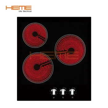 High-Quality Black Ceramic Glass 45cm Built-in Electric Cooker with 3 Infrared Hot Plates