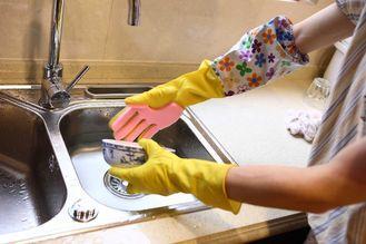 Heave Duty Long Cleaning Latex Gloves , Five - Finger Spong