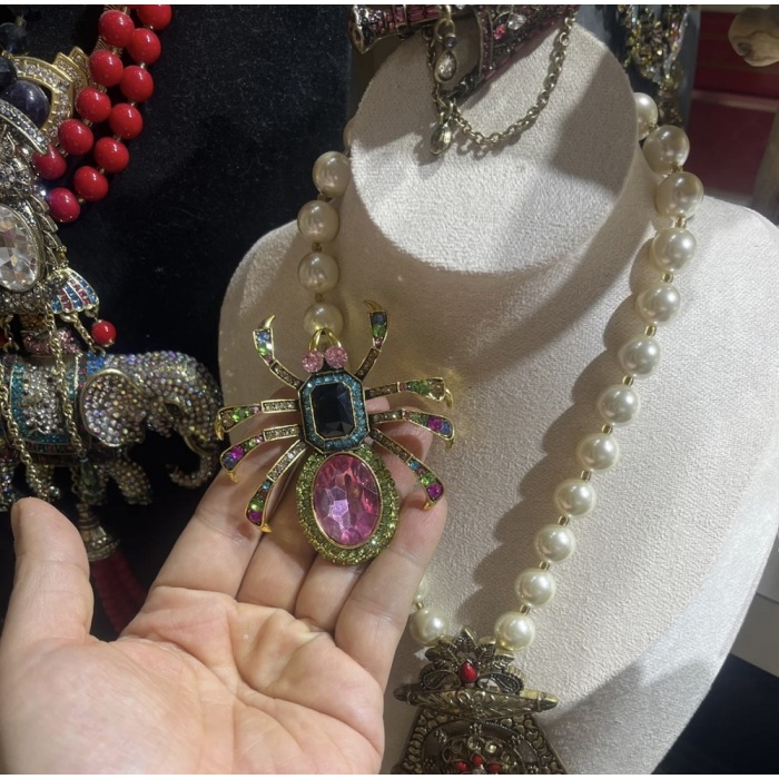 Broche de aranha colorida vintage