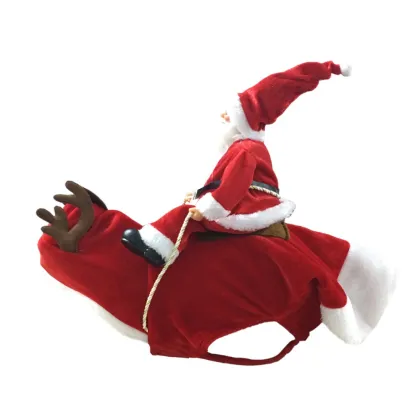 Christmas pet funny clothes Santa riding deer clothes