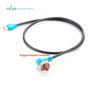 IP67 Waterproof 90 Degree Rugged HDMI Male Plug Panel Cable with Aviation Adapter for Harsh Environments