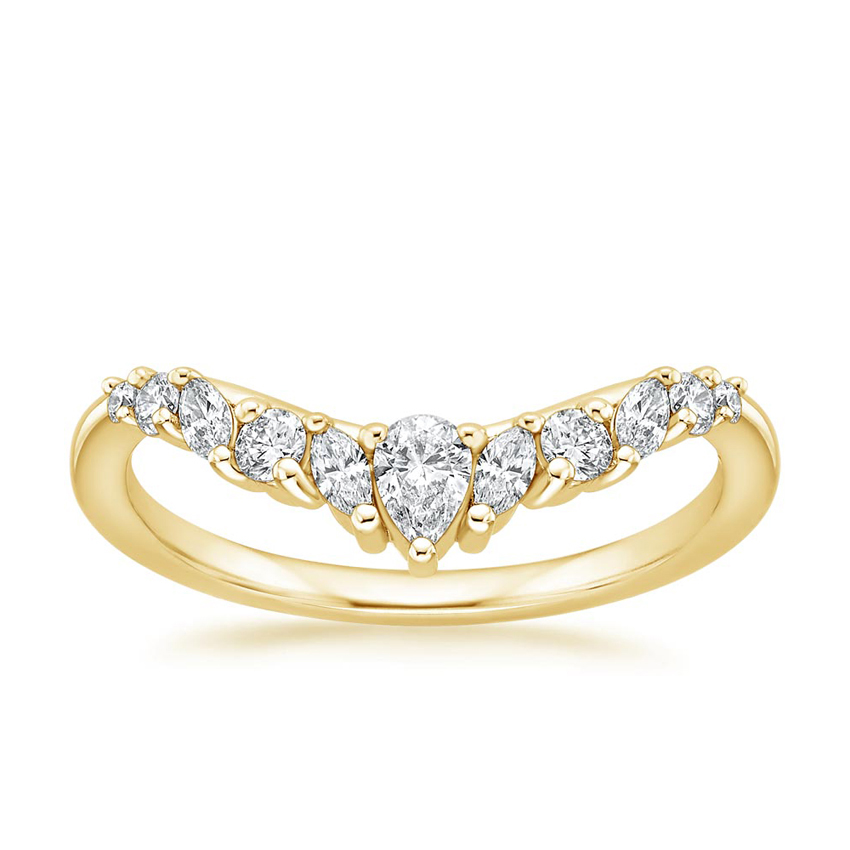 Nangungunang profile ng twisted infinity diamond at gold contour band