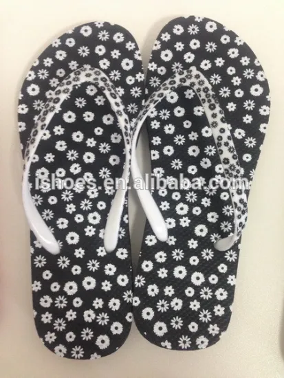 new fancy flower printed strap basic rubber beach slippers