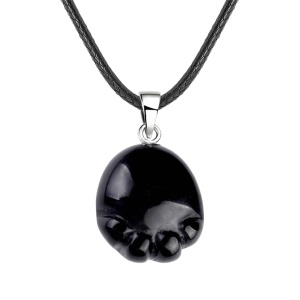 Black Obsidian Foot Necklace 45CM Black Cord 22X25MM Children Feett Palm Feet Jewelry