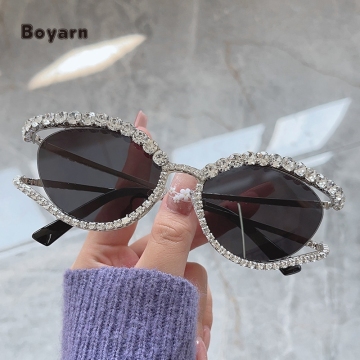 Boyarn Diamonds Shiny Sunglasses: Crystal Rhinestone Eyewear for Women and Men