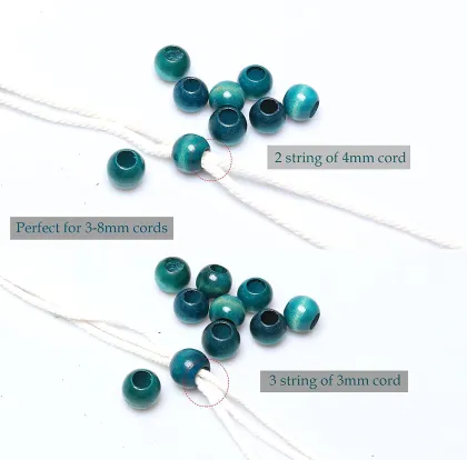 3/4 Inch Blue Wood Beads Macrame Beads