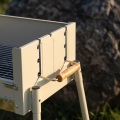 Parrilla de barbacoa de carbón plegable portátil minimalista con mango de madera – Parrilla liviana para acampar al aire libre