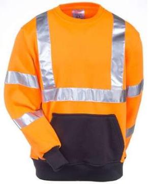 Men's Orange High-Visibility Reflective Sweatshirt