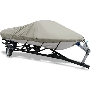 600D Oxford Beige Waterproof Towable V-shaped Hull Bass Boat Cover