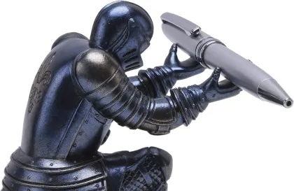 Handmade Polyresin Knight Figurine - Unique Resin Knight Pen Pencil Holder