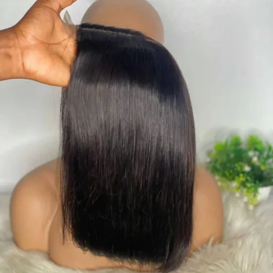 12 14 16 Inch Unprocessed Raw Natural Black Brazilian Short Straight Bob Wigs Human Hair Lace Front Peruvian Bob Lace Front Wig