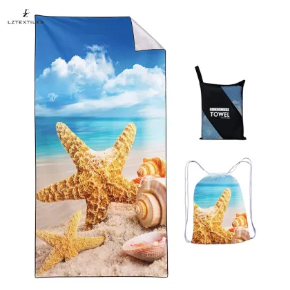 Custom Microfiber Beach Towels with Logo: Longzhou OEM Polyester Sublimation Sand-Free Towels