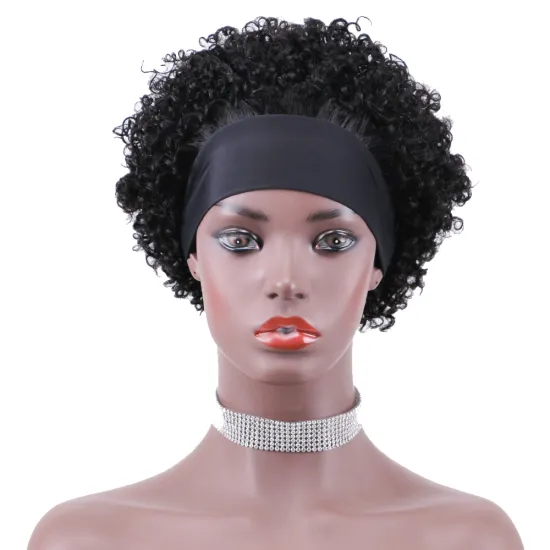 Wholesale vendors JC Water Deep Kinky curl Wigs with Headband For Black Women Raw Indian malaysian Virgin Remy human hair wigs