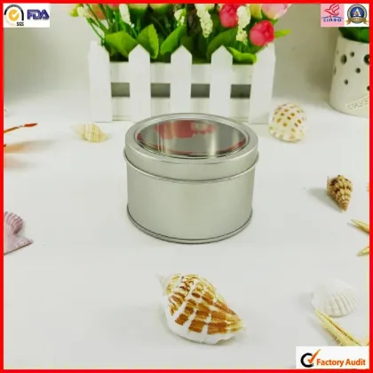 food pack silver round window metal box