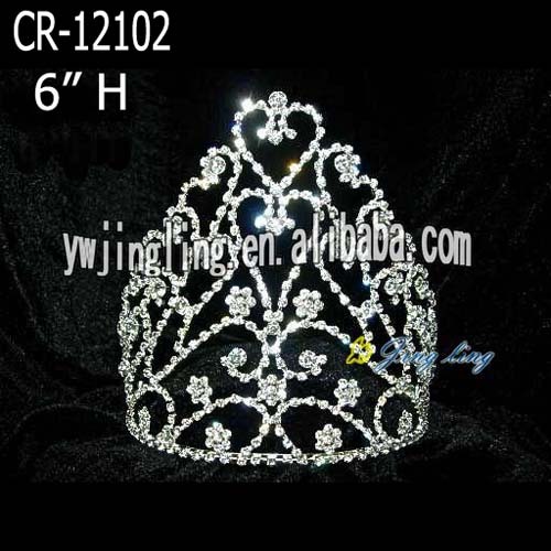 6'' Heart Rhinestone Princess Pageant Crowns, High Quality 6'' Heart ...