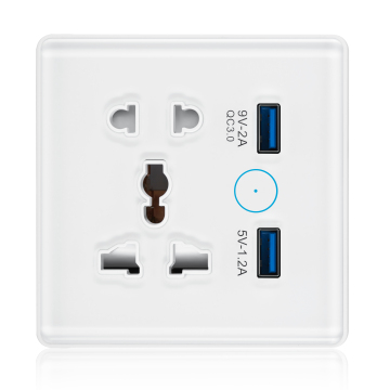 Soket Pengecasan USB yang dikawal suara dengan Alexa, Google Home, App Mobile &amp; Tuya Technology Smart - Sku Universal 13A Wall Outlet