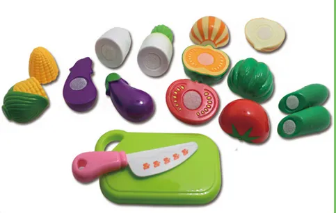 Plastic fruits and vegetables for kids pretend cutting playing games