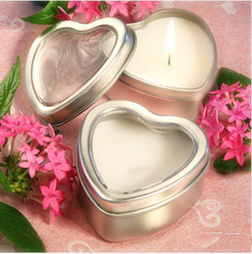 Heart shaped scented candles in tin box