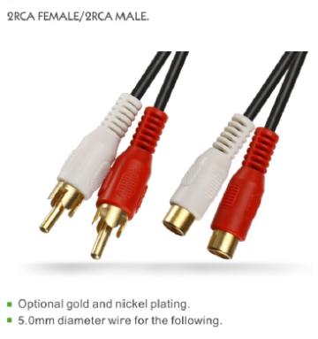 2RCA female to 2RCA male High Quality RCA Cable female usb to rca cable