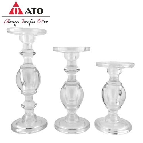 Clear Glass Candle Holder Set Candle Holders