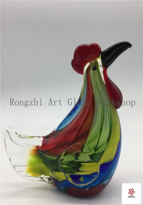 Colorful Rooster Glass Sculpture