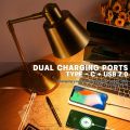 Metal LED Desk Lamp Dual USB Swivel Arm 3000K