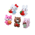 Cartoon Animal Resin Cabochon Flatback Bear Fox Rabbit Miniature for DIY Home Decoration Phone Case Ornament Accessories