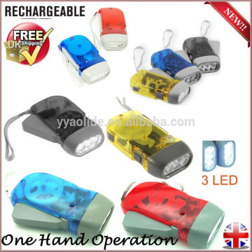 3 Bright LED Hand Press Squeeze Flashlight Torch squeeze dynamo torch light