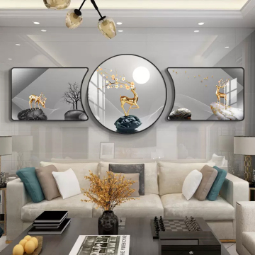 Nordic Modern Abstract Golden Deer 3D Crystal Porcelain Wall Art