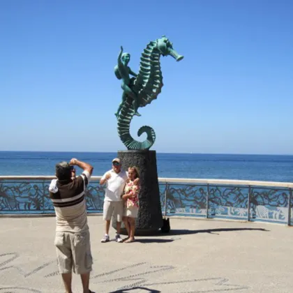 large outdoor sculptures metal craft bronze seahorse fountain statue