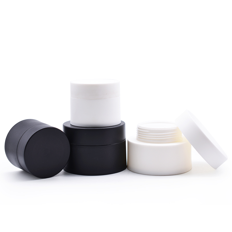 Fabrikanten Eco -vriendelijk PP Plastic Composteerbare kleur Cosmetisch gezicht Skinverzorgingscrème Ronde Jar Zwart 150 g 100 g 50g 50g