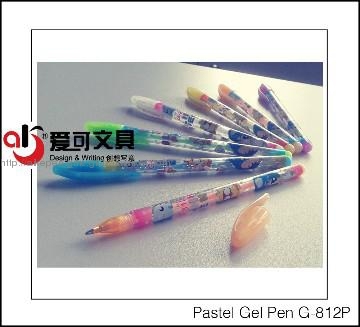 printed pastel Gel Ink Pen with clip