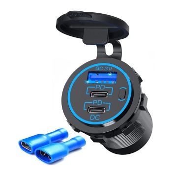 12V USB Outlet Round 2PD3.0 USB-C Car Charger Socket & 12V/24V Dual USB Outlet PD3.0 & QC3.0 Car USB Port