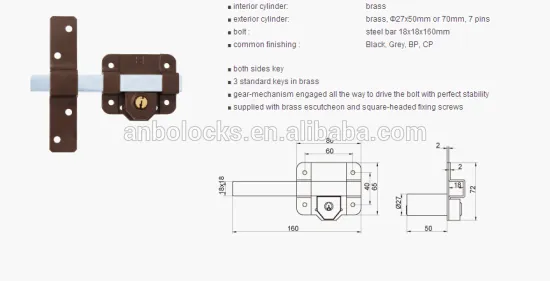 Solid Brass Security Bolt/ Tower Bolt