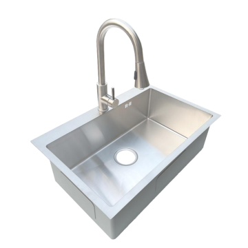 Modern Silver Square Kitchen Sink Bowl - 1 Piece